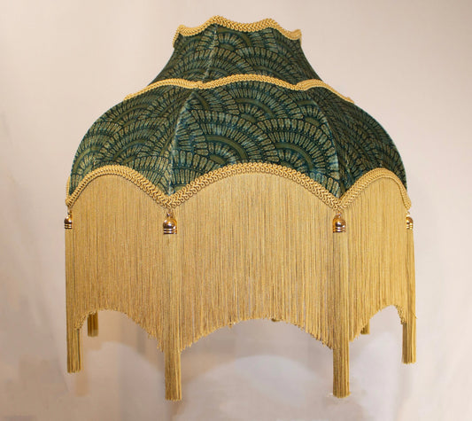 ART DECO LAMPSHADE green velvet fan