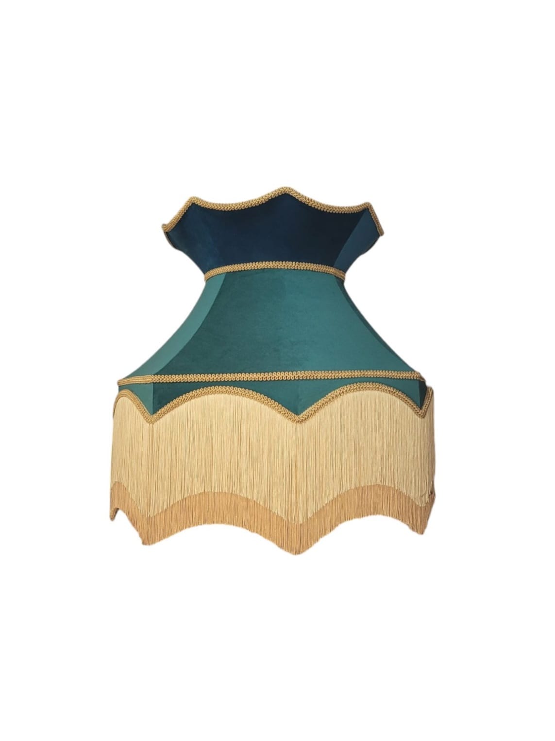 Emerald Green Velvet Traditional Dorchester Lampshade with Two Tone Gold Braid