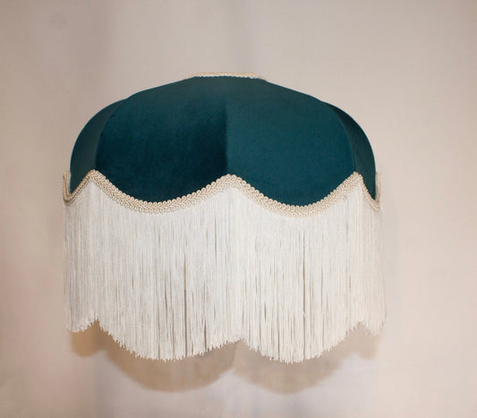 TEAL VELVET FRINGED Handmade Lampshade